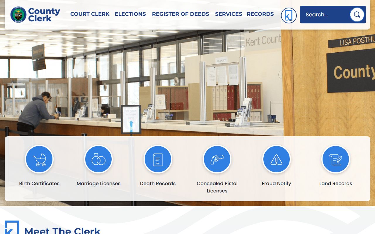 Kent County Clerk court records page for Grand Rapids criminal history