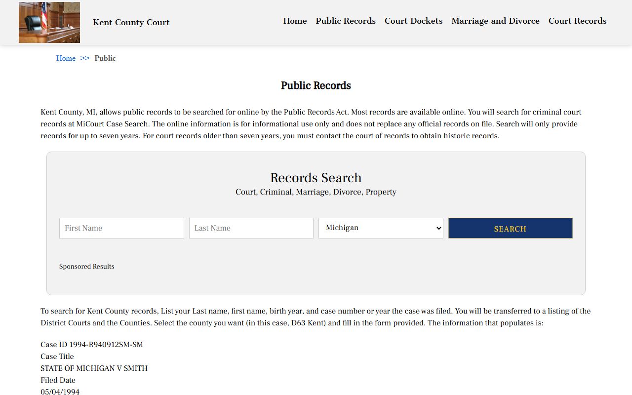 Kent County public records search for Grand Rapids criminal history